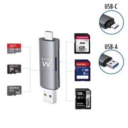 Lettore di schede USB 3.2 Gen1 (USB 3.0) compatto con connettore USB C e USB A