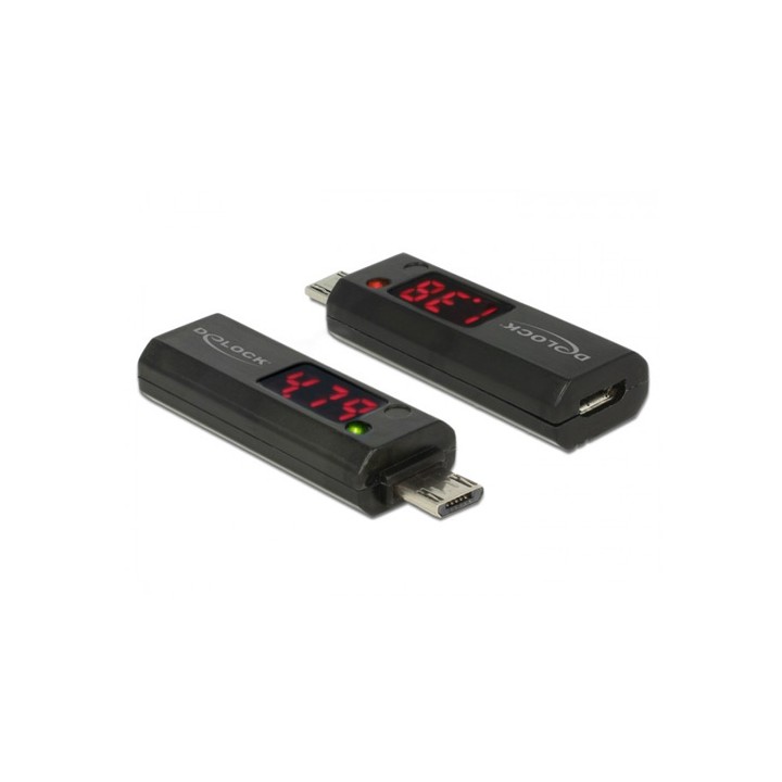 Adattatore Micro USB M/F con LED per Volt e Ampere