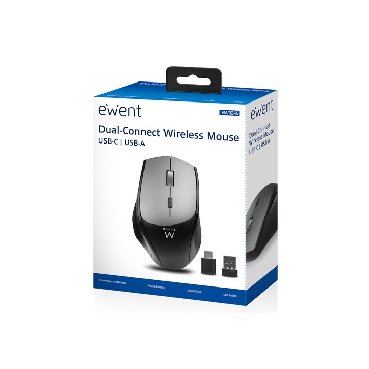 Mouse Wireless EW3245: Silenzioso, Ergonomico e con Doppia Connessione USB-A/C