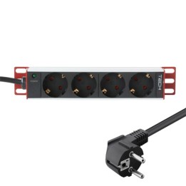 Multipresa 4 posti da Rack 10'' Spina Schuko Angolata 1U
