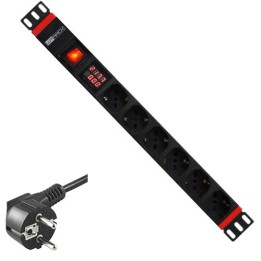 Multipresa 8 Posti da Rack 19" Schuko con Interruttore e misuratore di corrente