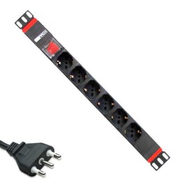 Multipresa 8 posti ITA/Schuko da Rack 19'' con interruttore e spina ITALIANA