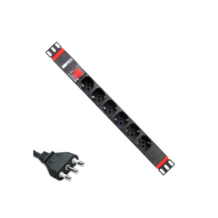 Multipresa 8 posti ITA/Schuko da Rack 19'' con interruttore e spina ITALIANA