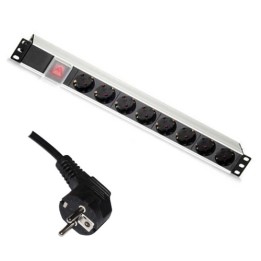 Multipresa 8 posti Schuko da Rack 19'' con interruttore e spina Schuko