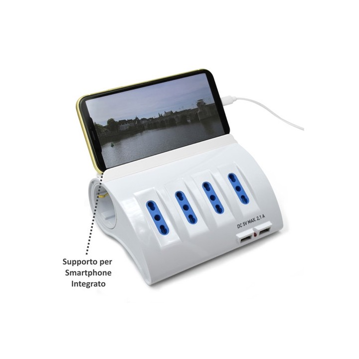 Multipresa da tavolo 4 prese ITA e 2 porte USB 2,1A EW3934