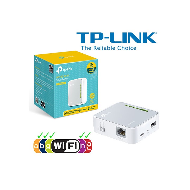 Nano Router Wi-Fi AC750 Portatile 1 Porta LAN/WAN TL-WR902AC
