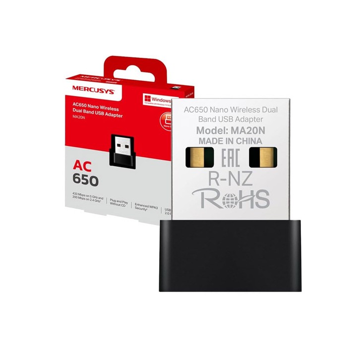 Nano Scheda di Rete Wireless AC650 Dual Band USB WPA3