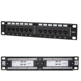Pannello Patch 12 Porte UTP Cat.6 1HE per Rack 10"