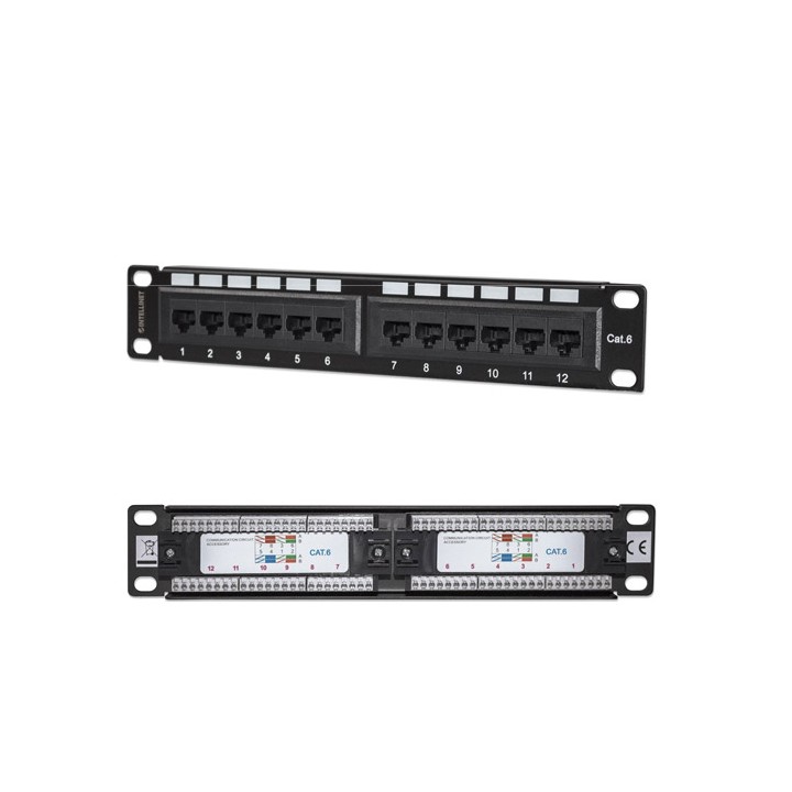 Pannello Patch 12 Porte UTP Cat.6 1HE per Rack 10"