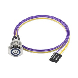 Pulsante in metallo da 16 mm, con prolunga da 60 cm, interruttore con LED blu e simbolo, adatto come interruttore