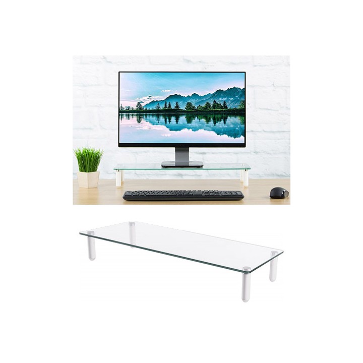 Ripiano Universale in Vetro Trasparente per Monitor Laptop Notebook
