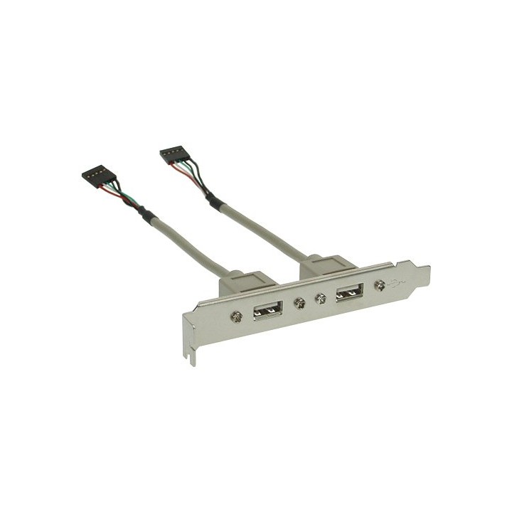 Staffa PCI, 2 porta USB 2.0 esterne, 2x IDC 5 pin femmina interna, 15cm