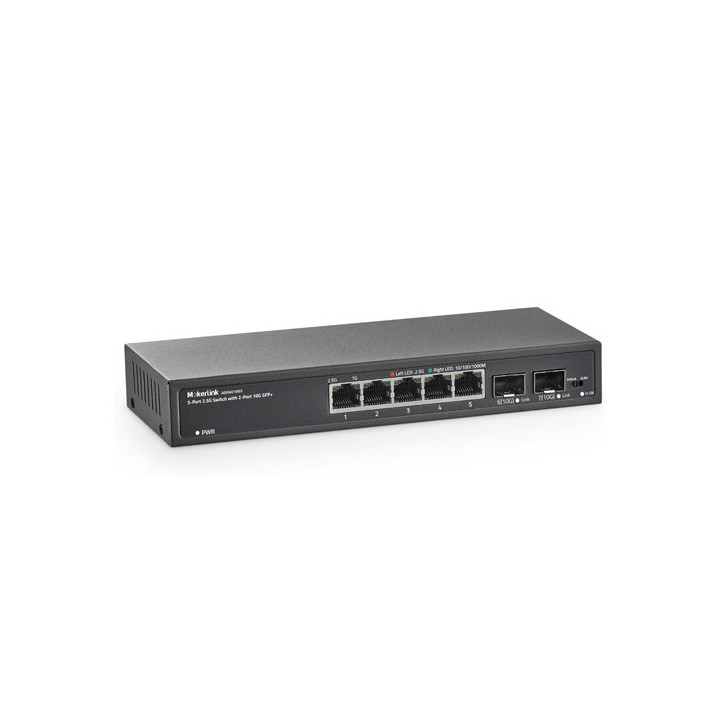 Switch LAN 5 porte 2.5G Unmanaged con 2 SFP+ da 10G Fanless