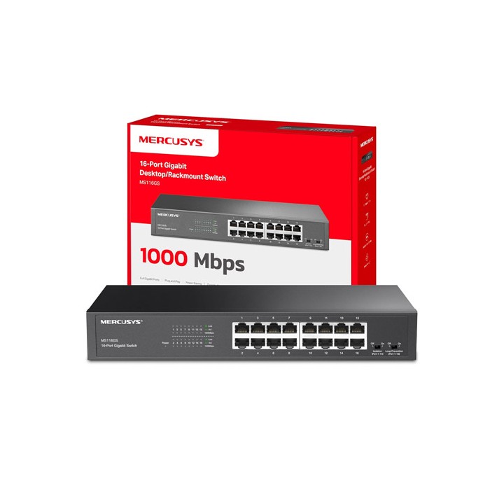 Switch LAN Desktop/Rackmount 16 Porte Gigabit