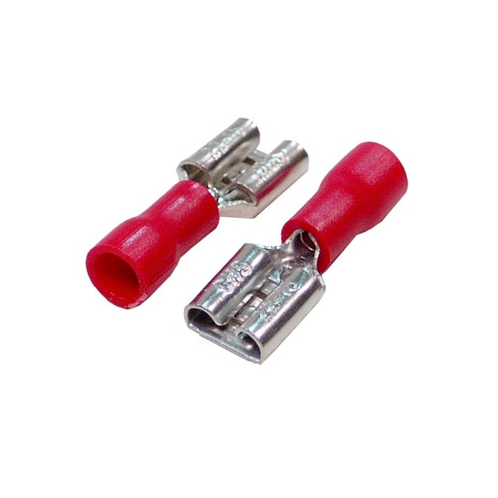 Terminale Faston femmina 6,3 mm Rosso 100pz