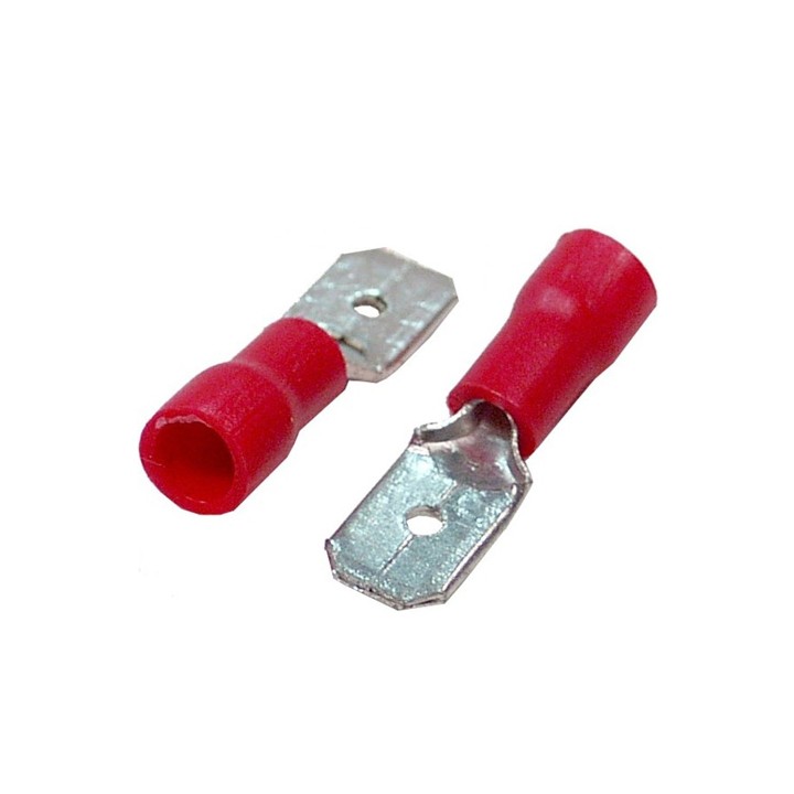 Terminale Faston maschio 6,3 mm Rosso 100pz