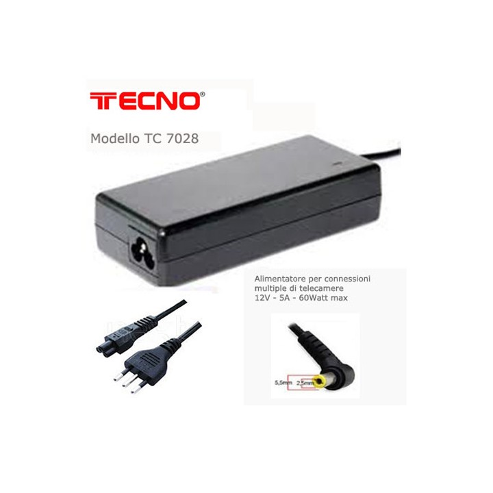 Alimentatore 12 Volts - 5A - 5,5 x 2,5
