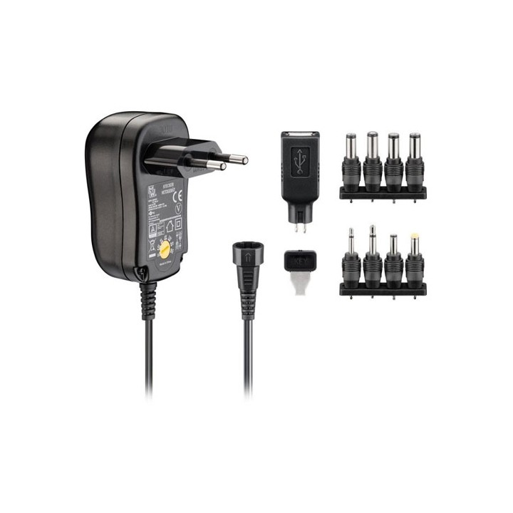 Alimentatore Regolabile AC/DC Stabilizzato 600mA 7.2Watt
