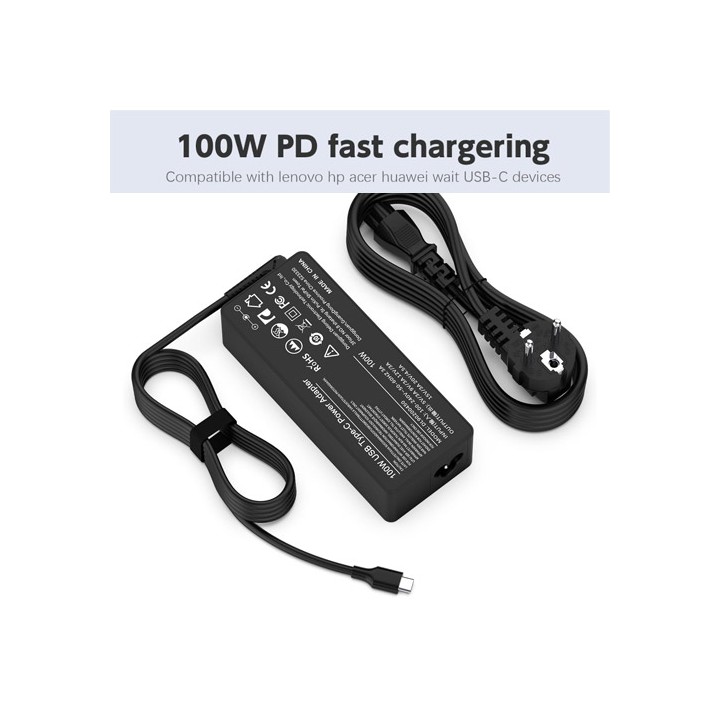 Alimentatore Type-C con profili PD (Power Delivery) 100W