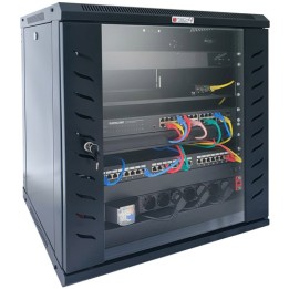 Armadio Rack 19" a Muro 12 unità Nero - 635x570x450 (AxLxP) - KIT MONTAGGIO
