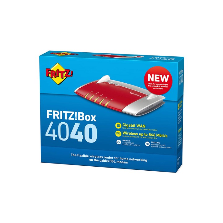 AVM FRITZ Box 4040 AC 1300 International Router Wi-Fi, Dual Band, Rete Mesh