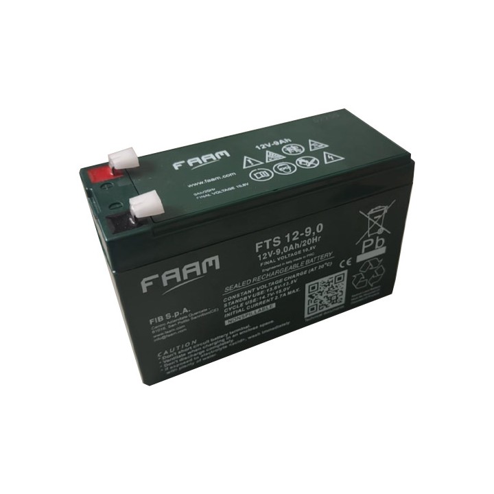Batteria AGM 12V 9Ah FAAM FTS12-9,0F2 Faston 6,3mm