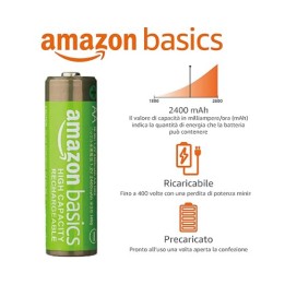 Batteria Ricaricabile Stilo AA 2000mAh Confezione da 4 pezzi