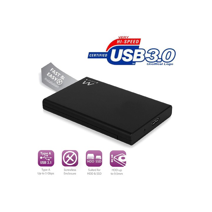 Box esterno HDD / SSD SATA 2.5" USB 3.1 senza viti