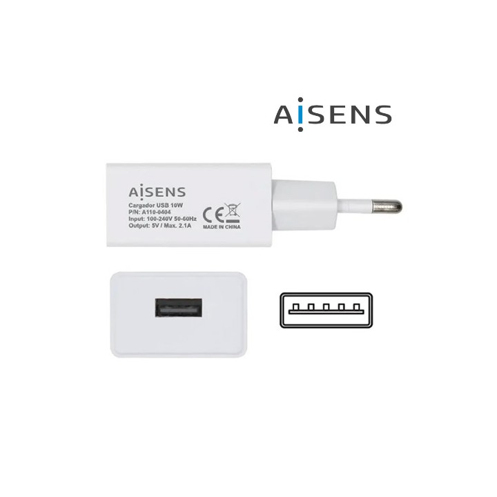 Caricabatterie USB 10W 5V/2A, Bianco
