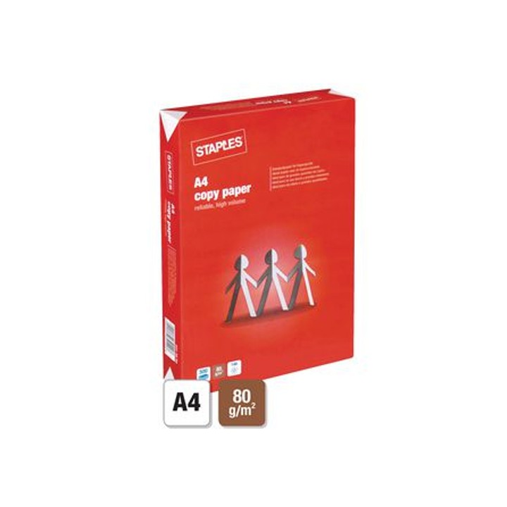 Carta A4 Risma 500 Fogli Staples 80 grammi