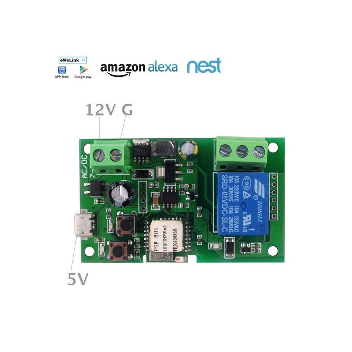 1CH Canale Dispositivo di controllo da remote WiFi con l’app Ewelink - Contatto Pulito