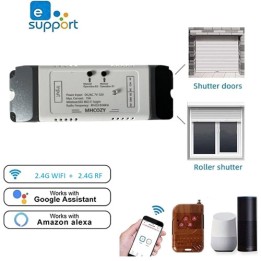 2CH WiFi RF 433Mhz Wireless Switch Relay - Controllo Domotico con Contatti Puliti, Compatibile con Alexa e Google Home