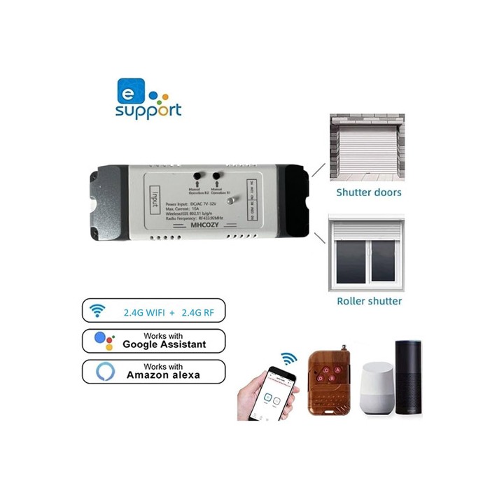 2CH WiFi RF 433Mhz Wireless Switch Relay - Controllo Domotico con Contatti Puliti, Compatibile con Alexa e Google Home