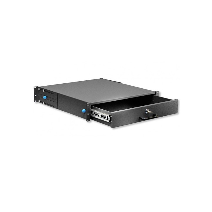 Cassetto Porta Tastiera 2U per Armadi Rack 19" con Serratura Nero