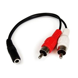 Cavo Adattatore Audio Stereo con Presa mini Jack Femmina da 3,5mm a 2 RCA Maschio da 15cm, Nero
