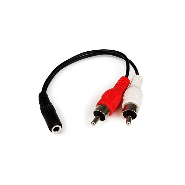 Cavo Adattatore Audio Stereo con Presa mini Jack Femmina da 3,5mm a 2 RCA Maschio da 15cm, Nero