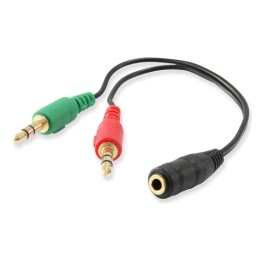 Adattatore audio jack 3,5 mm 4 pin a 2x jack cuffie/mic