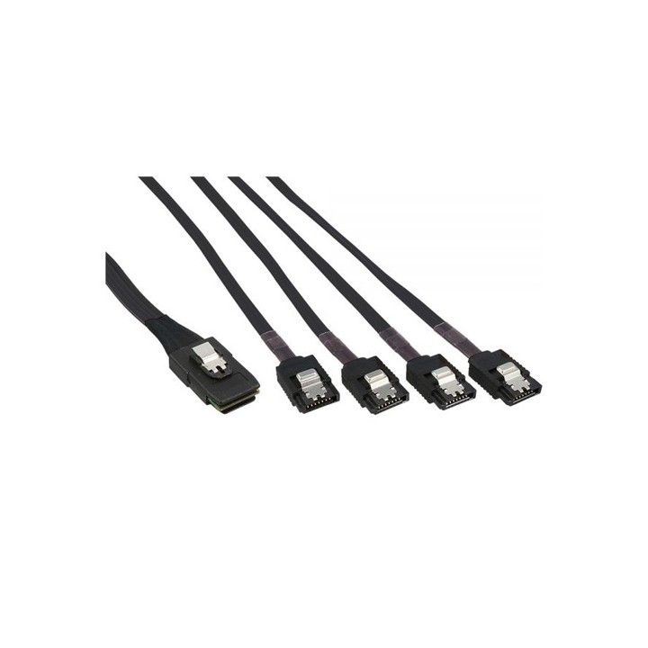 Cavo Mini SAS, SFF-8087 maschio/ 4x SATA L-Form 7pin maschio, configurazione 1:1, OCR, 0,75m