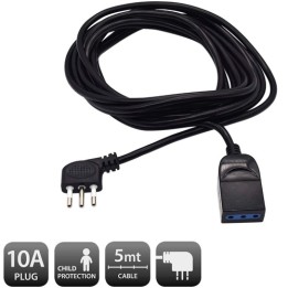 Cavo prolunga elettrica 5mt spina Italiana - 90° salvaspazio
