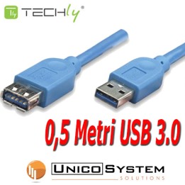 Cavo USB 3.0 prolunga A-A M-F 0,5 Metri