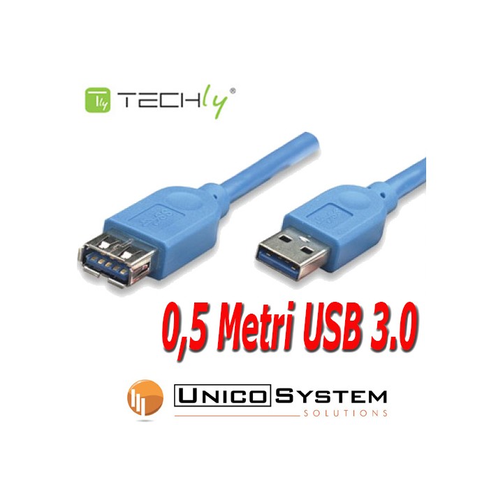 Cavo USB 3.0 prolunga A-A M-F 0,5 Metri