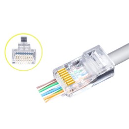 Confezione 100 Plug Modulari RJ45 Passante Cat6 FastCrimp UTP