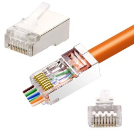 Confezione 100 Plug modulari RJ45 Passanti Cat6 STP