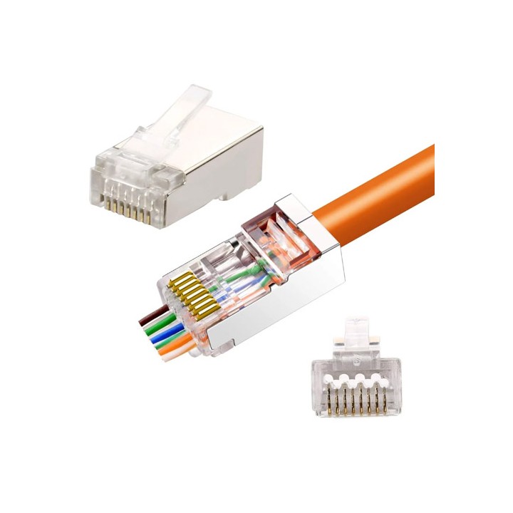 Confezione 100 Plug modulari RJ45 Passanti Cat6 STP