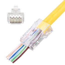 Confezione 100 Plug modulari RJ45 Passanti Cat6 UTP