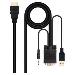 Adattatore da HDMI a VGA + Jack 3.5 + USB A 1,8 m Nero