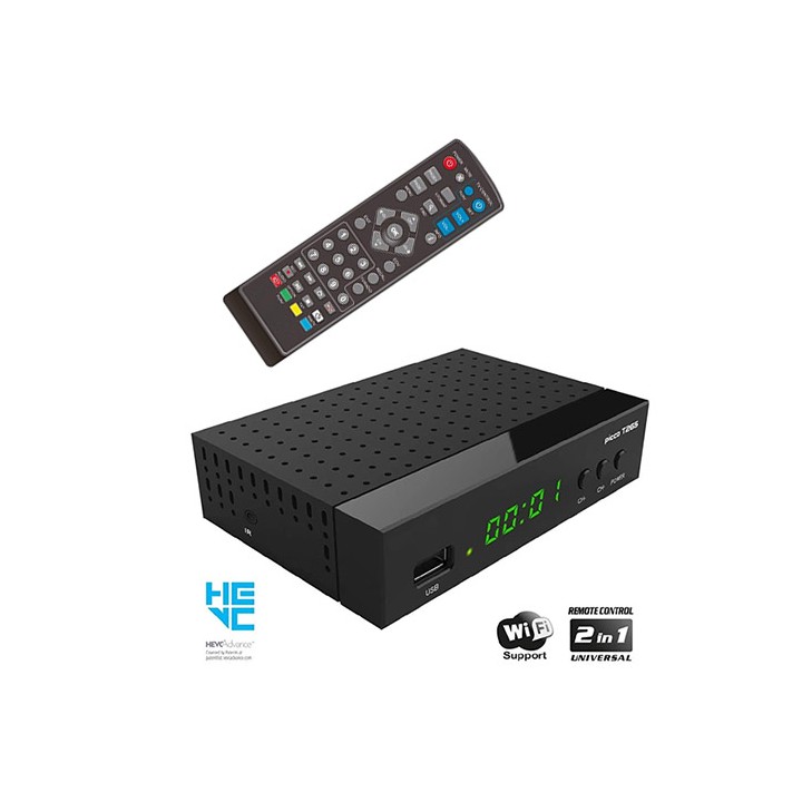 Decoder Digitale Terreste DVB-T2 H265 HEV 10bit con Telecomando funzioni TV