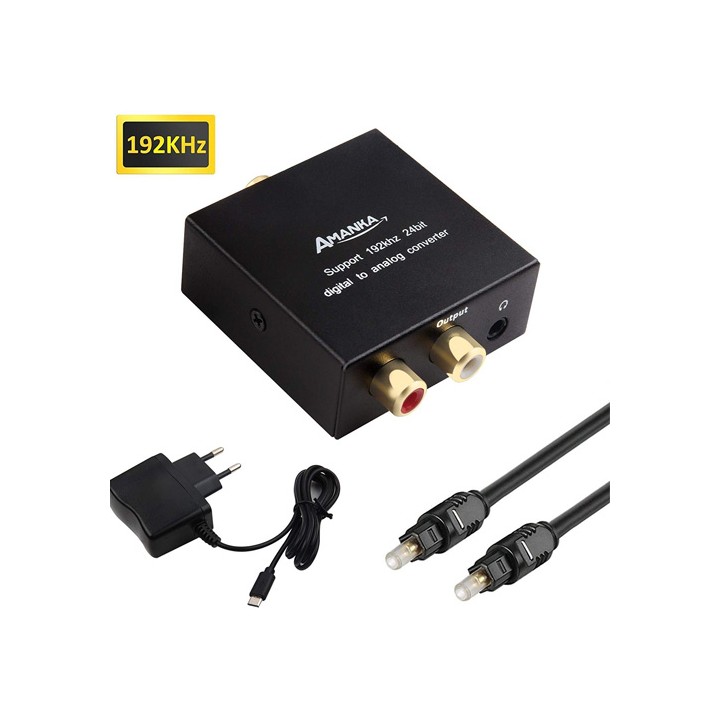 Digitale ad Analogico Convertitore SPDIF Adattatore Audio,192KHz