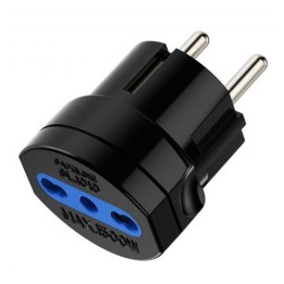 Adattatore elettrico 1 posizione con spina Schuko 16A Nera